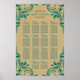 Rustik Grön Guld sittplaneringsaffisch Poster