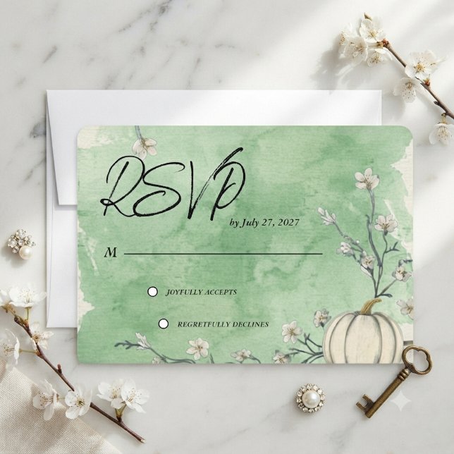 Rustik Grön Höst Pumpa Bröllop RSVP OSA Kort (Skapare uppladdad)