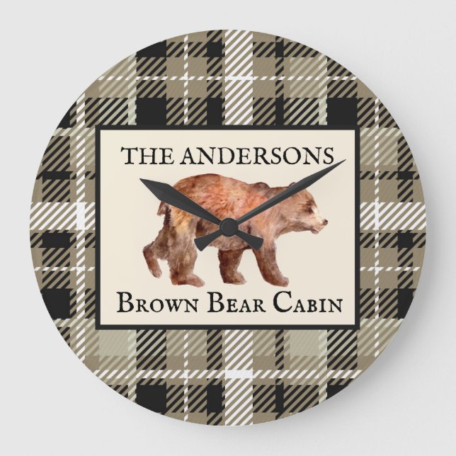 Rustik grön kartröja Hyttbjörn dekoration specialb Stor Klocka (Framsida)