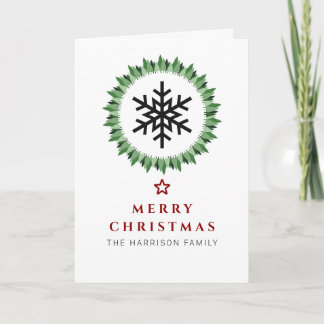 Rustik grön krans snöflinga jul foto helgkort