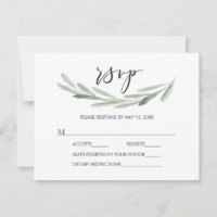 Rustik grön olivkvist Enkel bröllops-RSVP 2