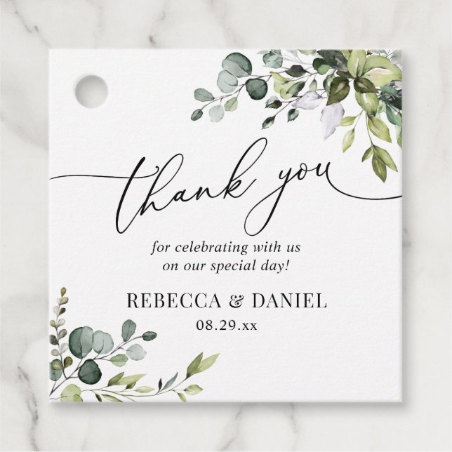Rustik Grönska Eukalyptus Bröllop Tacksamhet  Gåvor Etiketter (Framsida)