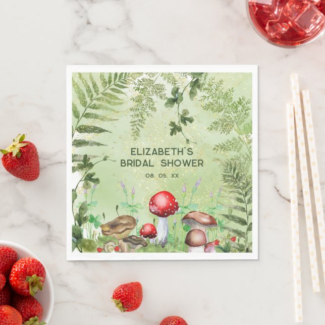 Rustik grönska från skogsmarken svamp ormbunkar pappersservett (Insitu)