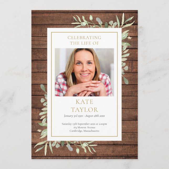 Rustik grönskande begravningsprogram program (Framsida)