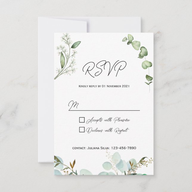 Rustik Grönskande RSVP-kort Inbjudan (Framsida)