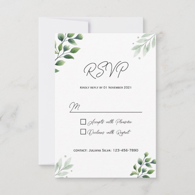Rustik Grönskande RSVP-kort Inbjudan (Framsida)