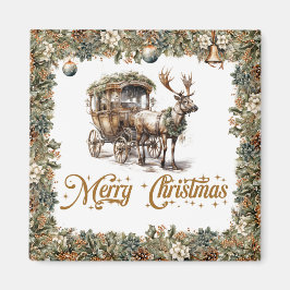 Rustik grönt andedräkt aux guld Reindeer Magnet