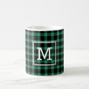 Rustik Grönt Black Buffalo Pached Family Monogram Kaffemugg
