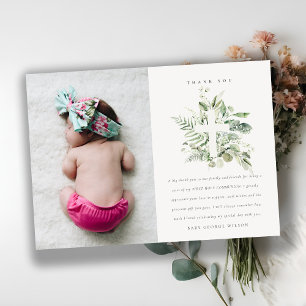 Rustik Grönt Eucalyptus Fauna Kor Photo Baptism Tack Kort