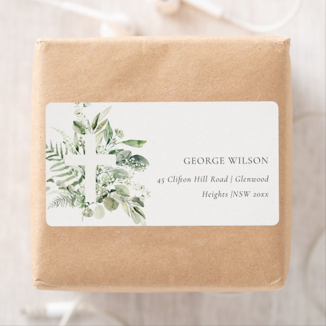 Rustik Grönt Eucalyptus Fern Foliage Kor Adress Fraktsedel (Insitu)