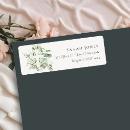 Rustik Grönt Eucalyptus Fern Foliage Kor Adress Returadress Etikett