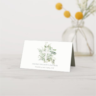 Rustik Grönt Eucalyptus Fern Foliage Kor Baptism Placeringskort