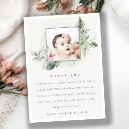 Rustik Grönt Eucalyptus Fern Foliage Photo Baptism Tack Kort