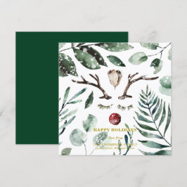 Rustik Grönt Foliage Snö Overlay Magnolia Julkort