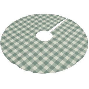 Rustik Grönt Gingham Modern jul Julgransmatta Borstad Polyester