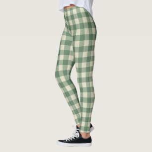 Rustik Grönt Gingham Modern jul Leggings