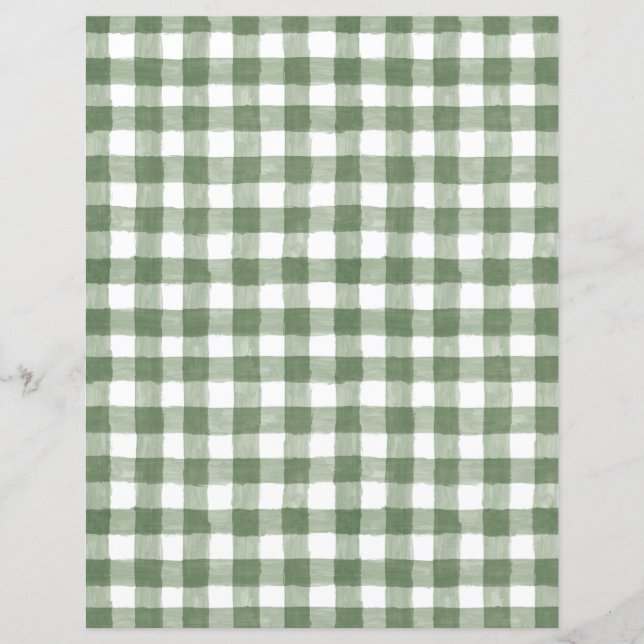 Rustik Grönt Gingham Papprare Lakan (Framsida)