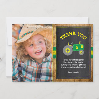 Rustik Grönt & Gult Tractor Birthday Tack Kort
