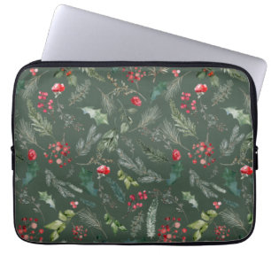 Rustik Grönt Jul - Foliage Botanical Mönster Laptop Fodral
