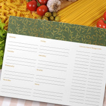 Rustik Grönt Linen Meal Planner och Livsmedel List