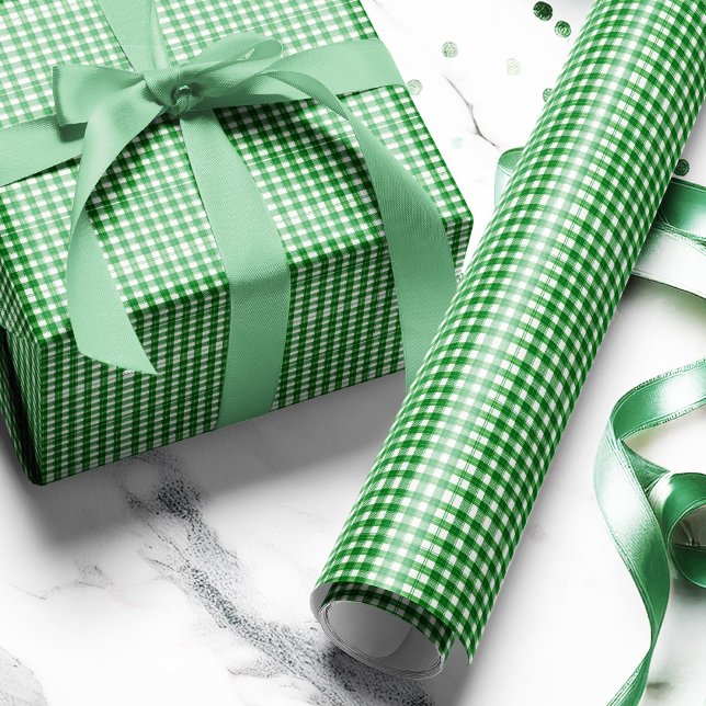 Rustik Grönt och vit, traditionell, belagd Presentpapper (Wrap your gifts in style with this Classic Green Plaid Gift Wrap Paper!)