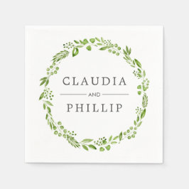 Rustik Grönt Olive Löv Wandeans Bröllop Pappersservett