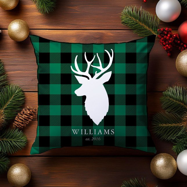Rustik Grönt Play och Reindeer jul Kudde (Skapare uppladdad)