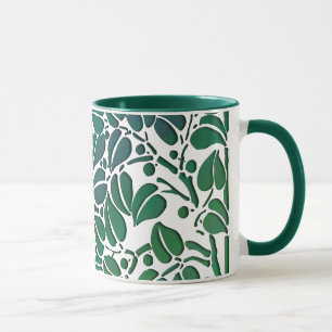 Rustik Grönt Scrolling Löv Coffee Mugg