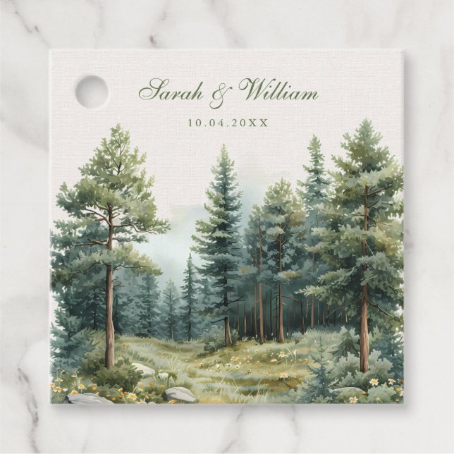Rustik grönt Sommarskogens bröllopsfavoritMärkre Gåvor Etiketter (Framsida)