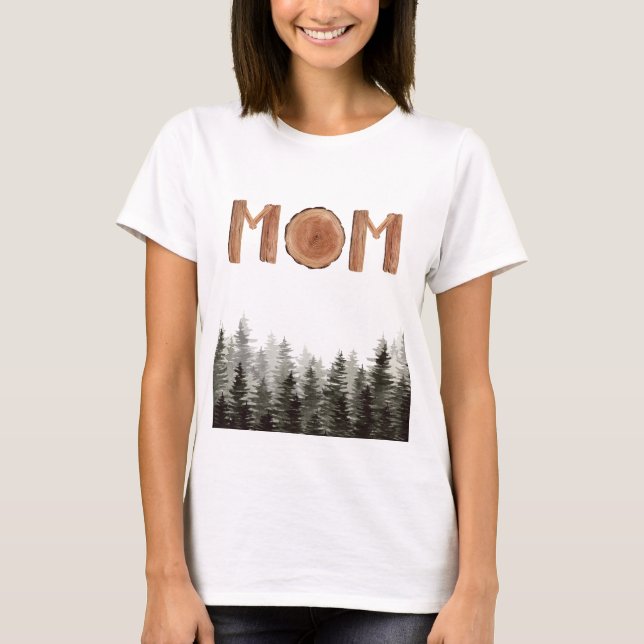 Rustik Grönt Träd Mamma T Shirt (Framsida)