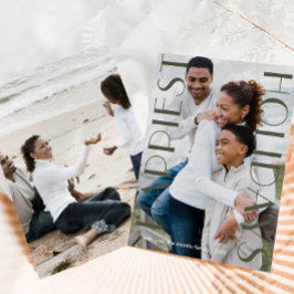 Rustik Grönt två fotosnabbaste Helgdagar Julkort