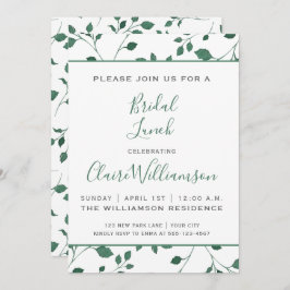 Rustik Grönt Vattenfärgsblomma | Möhippa Lunch Inbjudningar