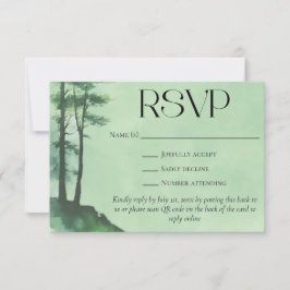 Rustik Grönt Watercolor Gräs Träd QR-koden Bröllop OSA Kort