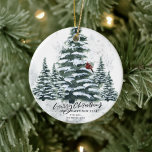 Rustik Grönt Winter Gräs Träd Red Cardinal Bird Julgransprydnad Keramik<br><div class="desc">Rustic Grönt Winter Gräs Träd Red Cardinal Bird Watercolor Helgdag jul Ornament. Firar helgdagar med detta enkla och moderna, icke-fotodesignkort av festlig natur, färg stil-kort! Med en snödag i ett berg med hög, mjuk grönt, målad vattenfärgsskog gräs träd och en vinterröd fågel vid träd. Önska er alla God jul och...</div>