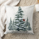 Rustik Grönt Winter Gräs Träd Red Cardinal Bird Kudde<br><div class="desc">Rustic Grönt Winter Gräs Träd Red Cardinal Bird Watercolor Helgdag jul Dekorativ kudde. Firar helgdagar med detta enkla och moderna, icke-fotodesignkort av festlig natur, färg stil-kort! Med en snödag i ett berg med hög, mjuk grönt, målad vattenfärgsskog gräs träd och en vinterröd fågel vid träd. Önska er alla God jul...</div>