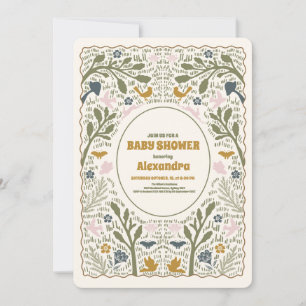 Rustik Grönt Woodland Fern Baby Shower Inbjudningar