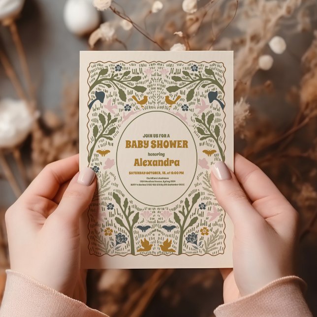 Rustik Grönt Woodland Fern Baby Shower Inbjudningar (Skapare uppladdad)