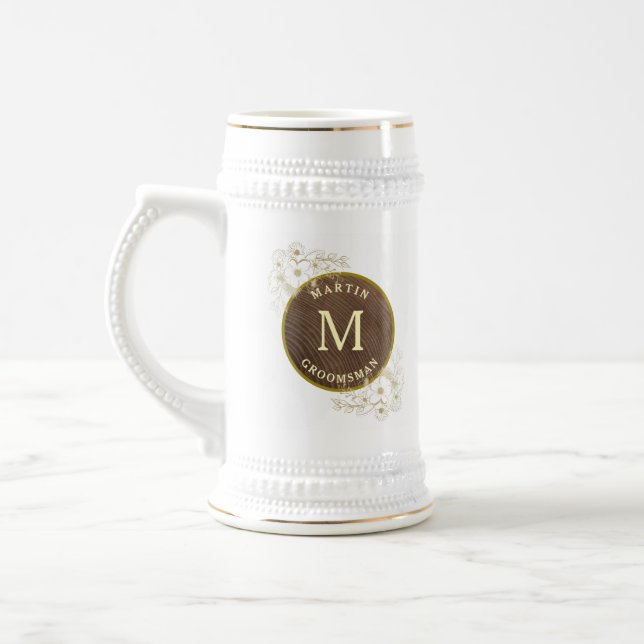 Rustik groomsman-mugg med monogram sejdel (Vänster)