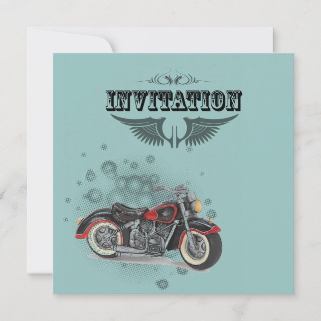 Rustik grunge Motorcykel Biker Bröllop Meddelande (Framsida)