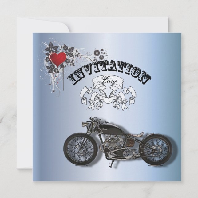 Rustik grunge motorcykel Biker bröllop Meddelande (Framsida)