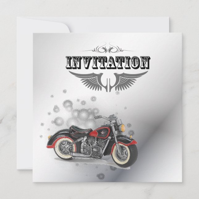 Rustik grunge Motorcykel Biker Bröllop Meddelande (Framsida)