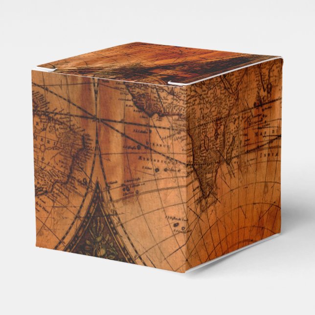 Rustik Grunge-Vintage - gammal världskarta V Presentaskar (Framsidan Sidan)