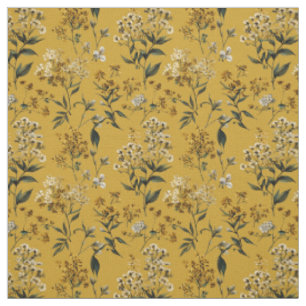 Rustik gul botanisk boho vintage blommig tyg