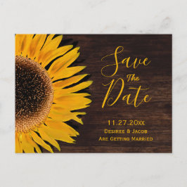 Rustik Gul Brun Trä Solros Spara Datum Meddelande Vykort