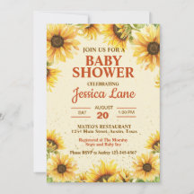 Rustik gul och brun solros baby shower