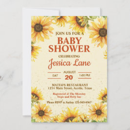 Rustik gul och brun solros baby shower inbjudningar