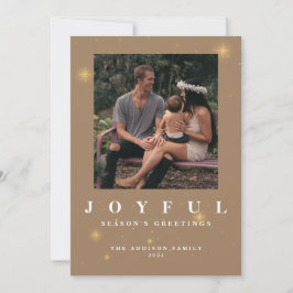 Rustik Guld Glädjerik Jul Två Foto Julkort