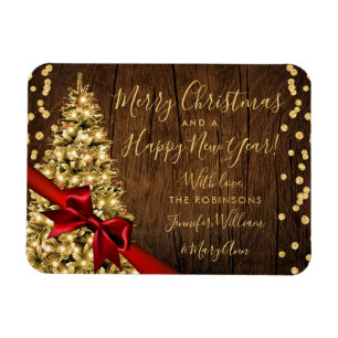 Rustik Guld God jul non Foto Glitter Magnet