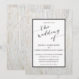 Rustik guld trästruktur bröllopsinbjudan inbjudningar