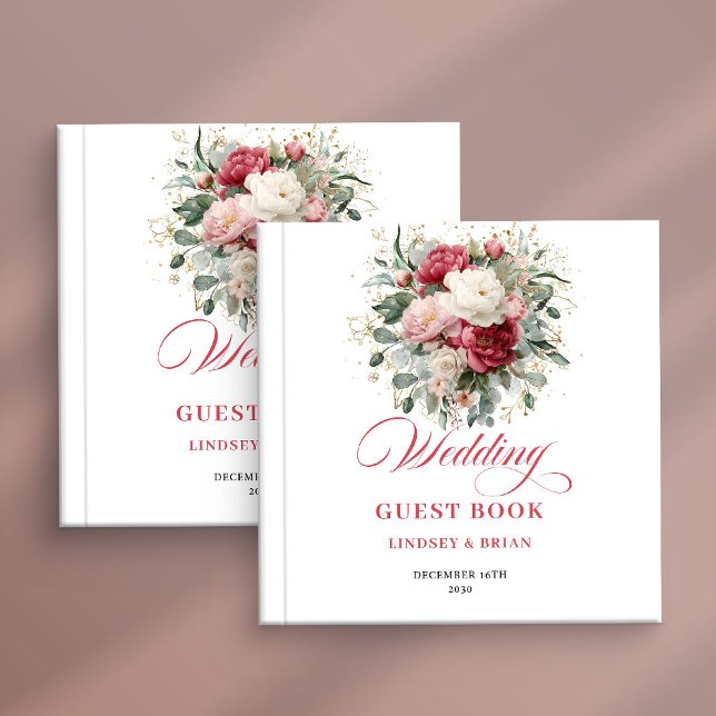 Rustik guldblommig boho bröllopsgästbok gästböcker (Rustic Gold Floral Boho Wedding Guest Book)